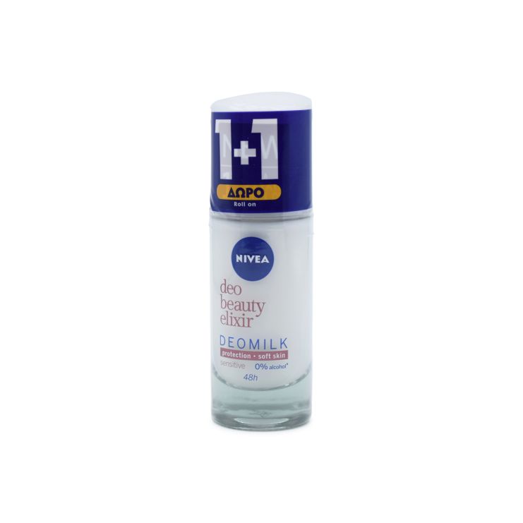 Nivea Deo Beauty Elixir Deomilk Sensitive 48h Αποσμητικό Roll-On 2 x 40ml