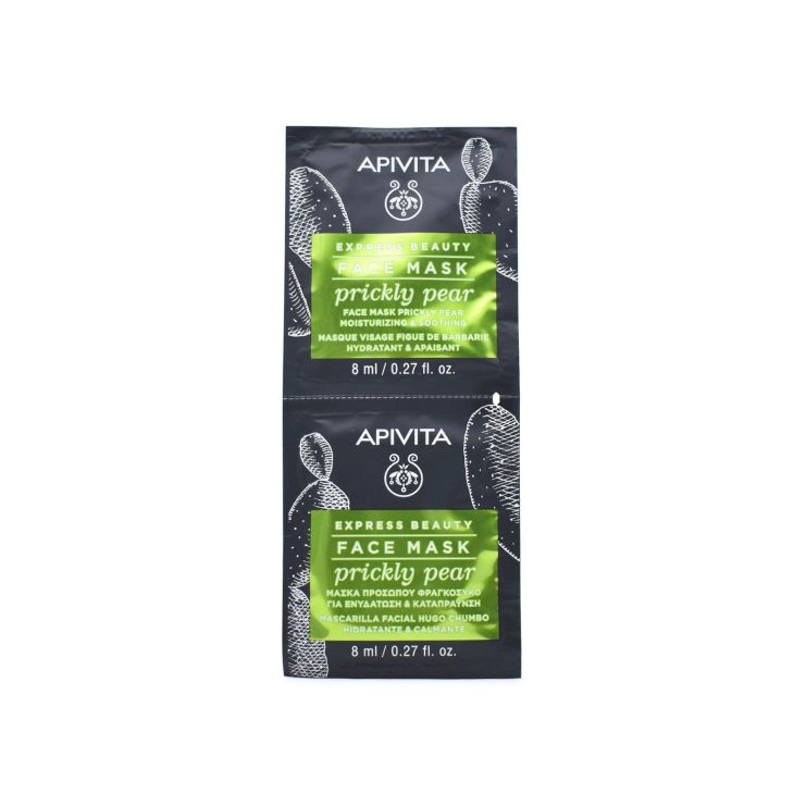 Apivita Express Beauty Μάσκα Προσώπου με Φραγκόσυκο για Ενυδάτωση & Καταπράυνση 2x8ml