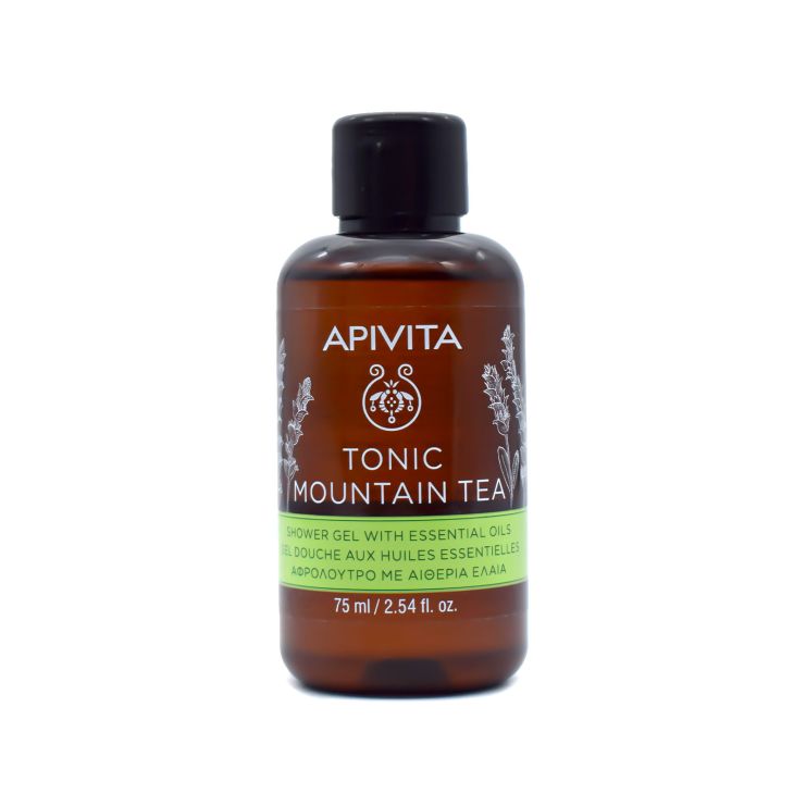 Apivita Body Shower Gel Tonic Mountain Tea Αφρόλουτρο με Αιθέρια Έλαια 75ml