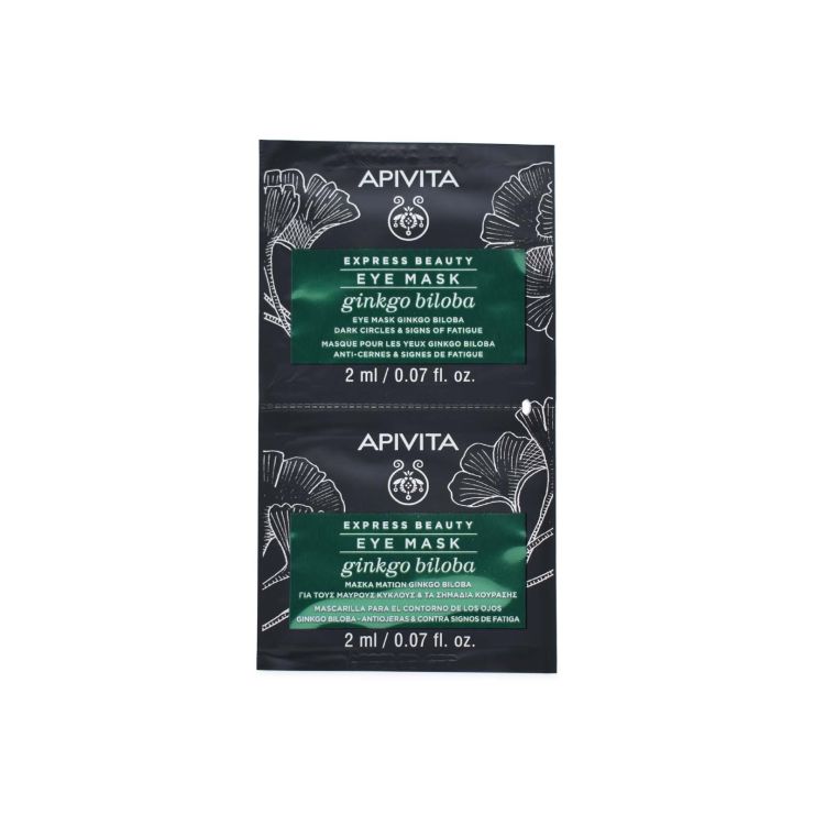 Apivita Express Beauty Μάσκα Ματιών Ginkgo Biloba για Μαύρους Κύκλους και Σημάδια Κούρασης 2 x 2ml 