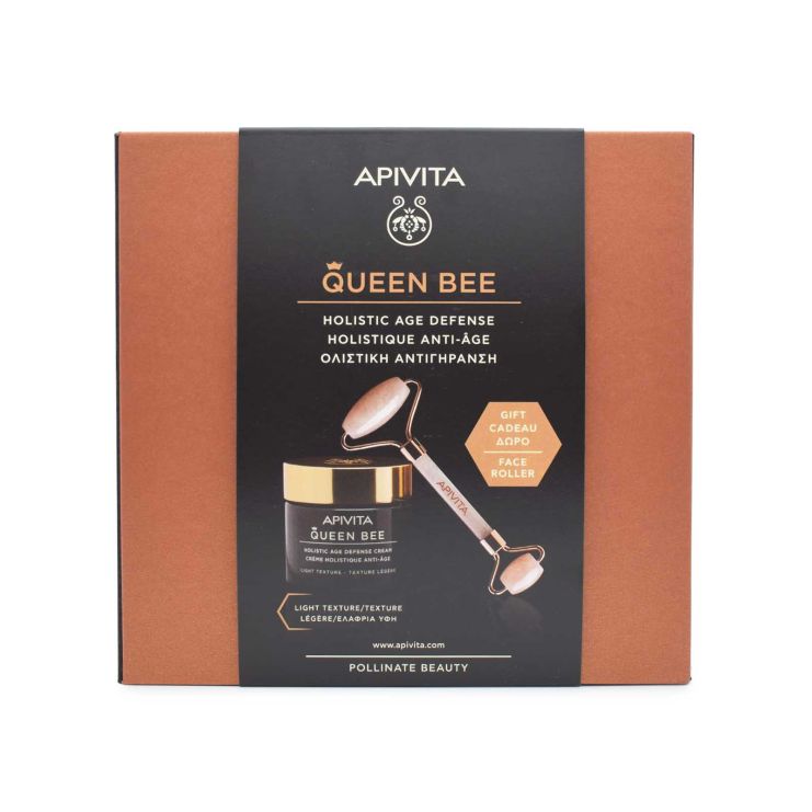 Apivita Queen Bee Light Texture Day Cream 50ml & Premium Face Roller