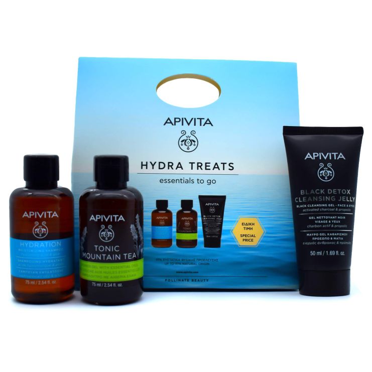 Apivita Hydra Treats Essential to go ΠΡ(Hair Sh. Moisturizing 75ml, Shower Gel Tonic Mountain Tea 75