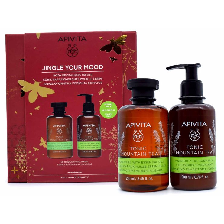 Apivita Jingle Your Mood Tonic Mountain Tea Shower Gel 250ml & Body Milk 200ml