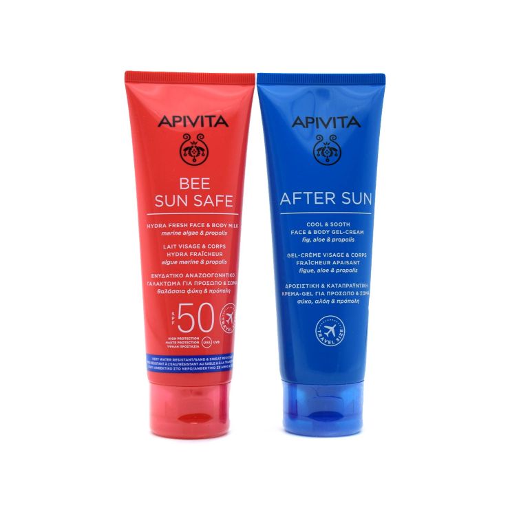 Apivita Hydra Fresh Face Body Milk SPF50 100ml & After Sun Cool Sooth Face Body Gel-Cream 100ml