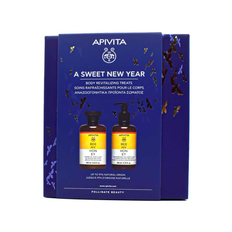 Apivita A Sweet New Year Bee My Honey Shower Gel 200ml & Body Milk 200ml