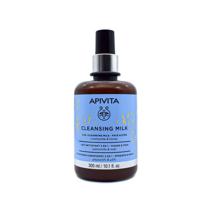 Apivita Cleansing Milk 3in1 Γαλάκτωμα καθαρισμού 3 σε 1 για Πρόσωπο & Μάτια 300ml
