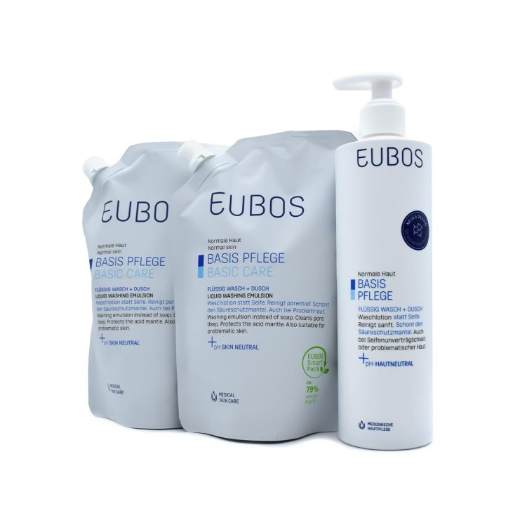Eubos Blue Liquid Washing Emulsion Ανταλακτικό 2 x 400ml &  Eubos Blue Liquid Washing Emulsion 400ml