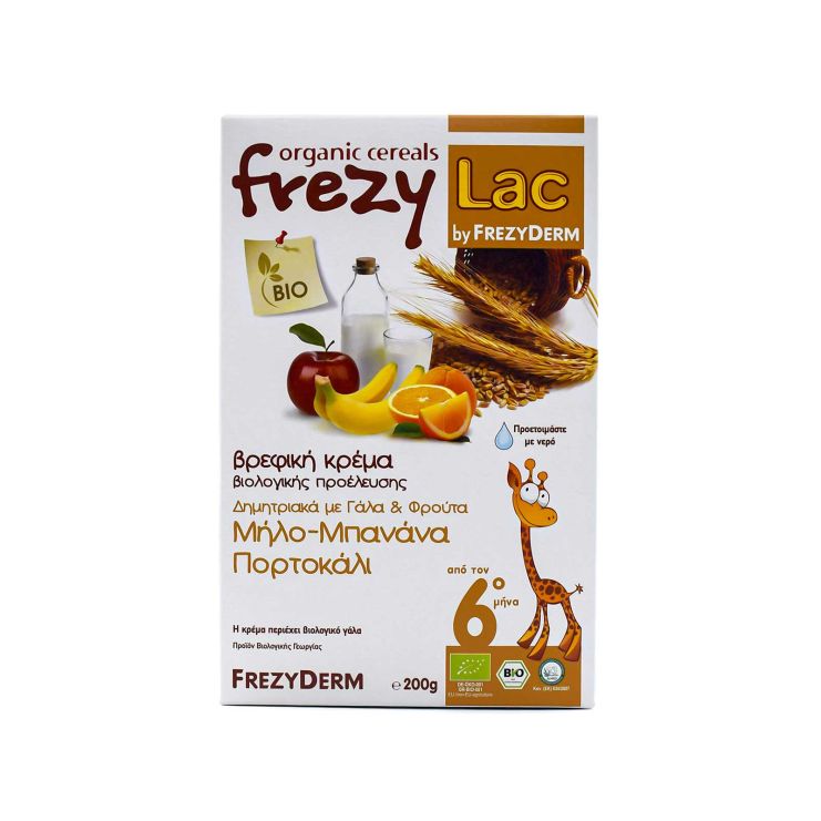 Frezyderm Frezylac Δημητριακά με Γάλα και Μήλο, Μπανάνα, Πορτοκάλι 200gr