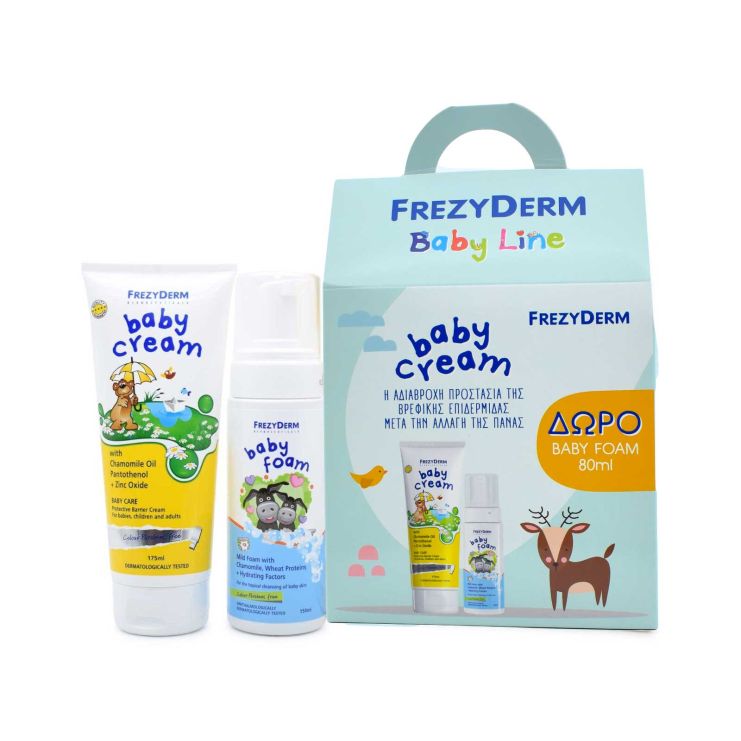 Frezyderm Baby Cream Προστατευτική Κρέμα Αλλαγής Πάνας 175ml & Baby Foam Αφρός Καθαρισμού 80ml