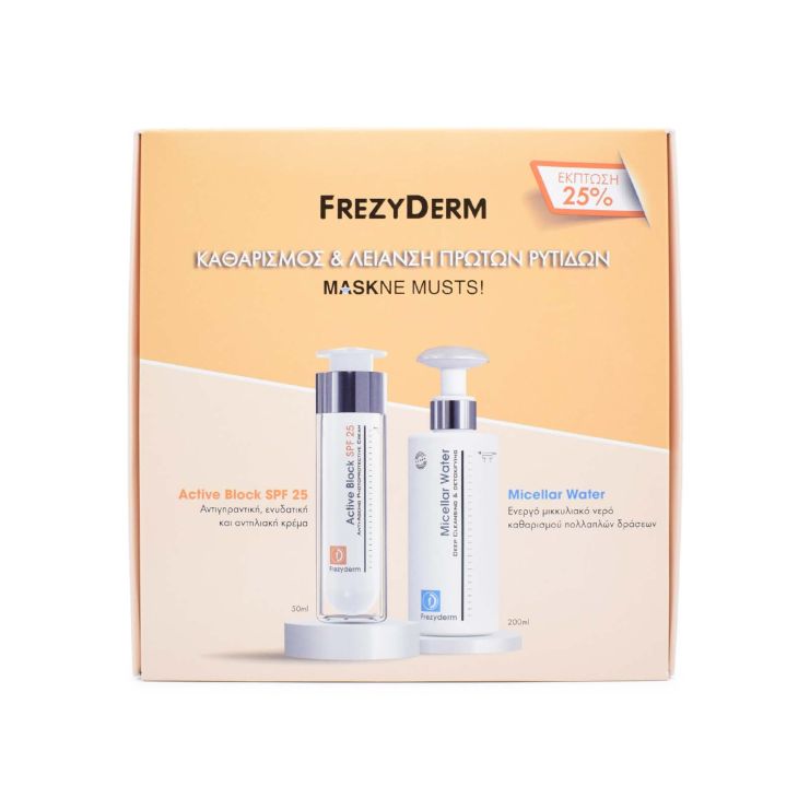 Frezyderm Face Active Block SPF25 Cream 50ml & Micellar Water 200ml 