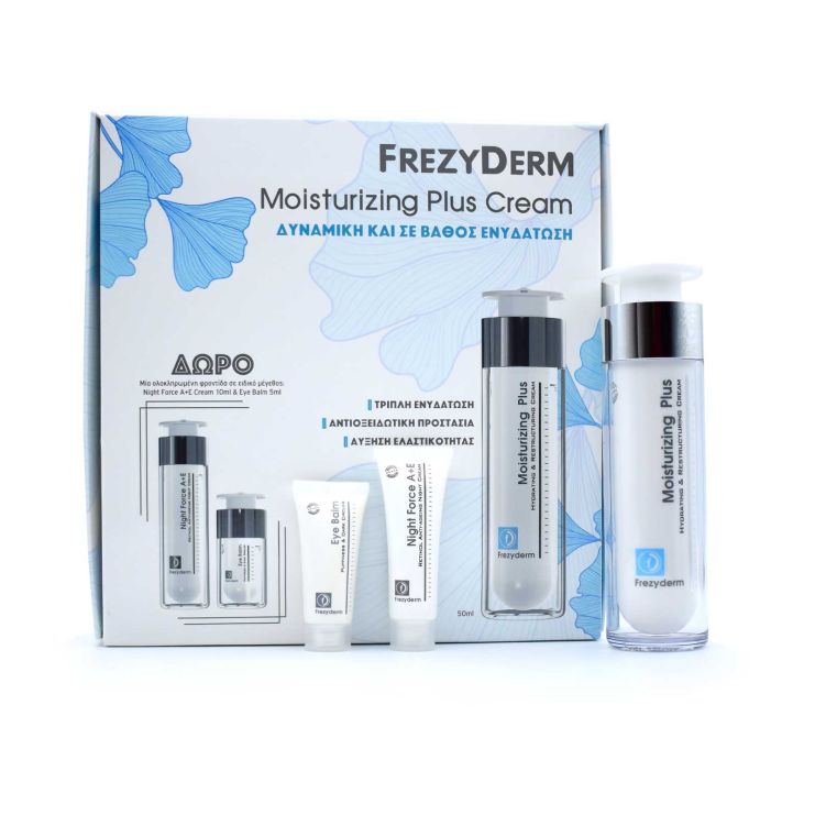 Frezyderm Moisturizing Plus Cream 50ml & Night Force A+E Cream 10ml & Eye Balm 5ml