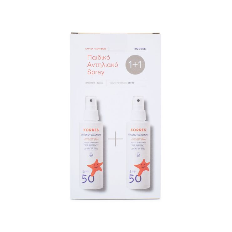 Korres Coconut & Almond Kids Comfort Sunscreen Spray SPF50 2x150ml 
