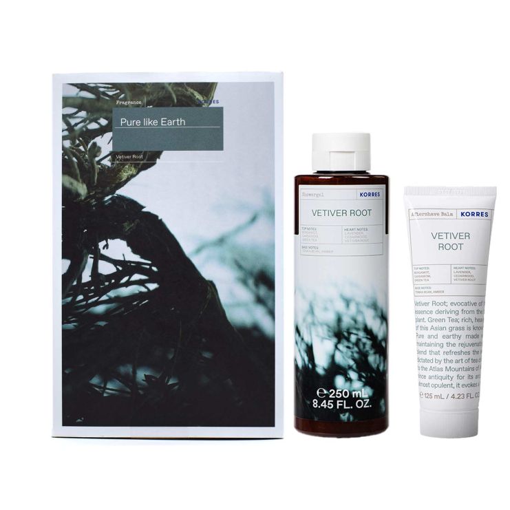 Korres Gift Set Pure like Earth - Vetiver Root Shower Gel 250 ml and Aftershave Balm 125 ml