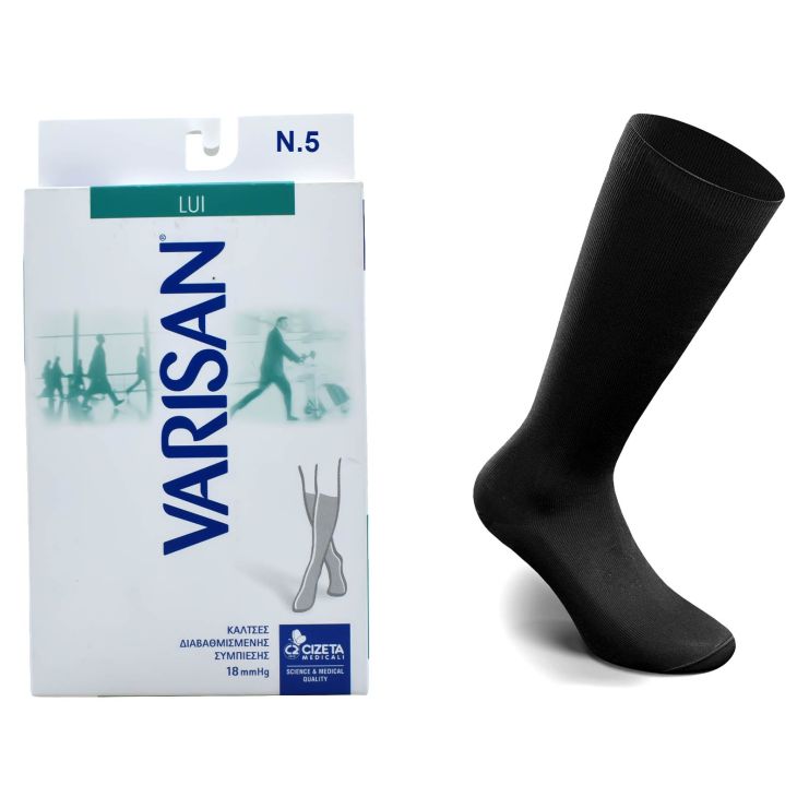 Varisan Lui 18 mmHg No5 (44-46) Κάλτσες Διαβαθμισμένης Συμπίεσης Μαύρο 1 ζεύγος