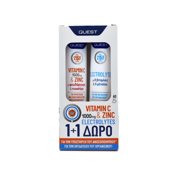Quest Vitamin C & Zinc 20 αναβράζοντα δισκία & Electrolytes 20 αναβράζοντα δισκία