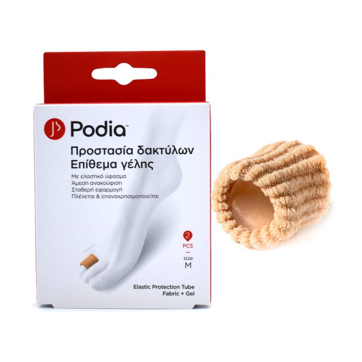 Podia Elastic Protection Tube Fabric & Gel Προστασία Δακτύλων - Επίθεμα Γέλης Medium 2 τμχ