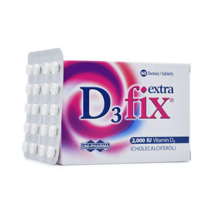 Uni-Pharma D3 Fix Extra 2000iu Βιταμίνη D3 60 ταμπλέτες