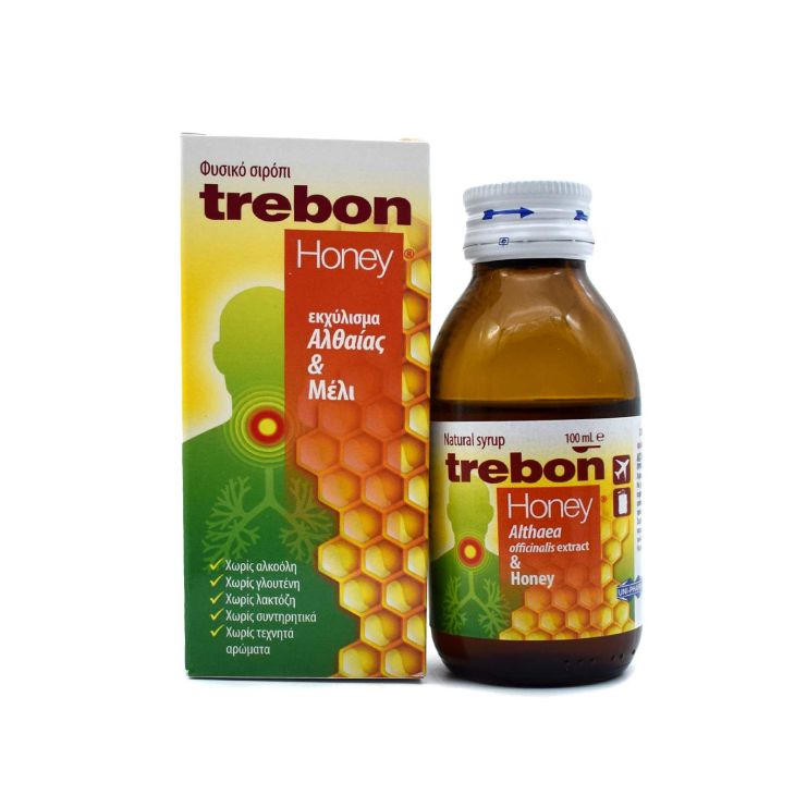 Uni-Pharma Trebon Honey Σιρόπι με Μέλι & Αλθαία για Ξηρό και Παραγωγικό Βήχα 100ml