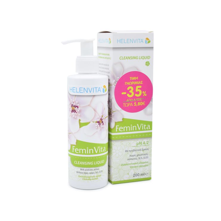 Helenvita Femin Vita Cleansing Liquid pH4.2 Υγρό Καθαρισμού για την Ευαίσθητη Περιοχή 200ml