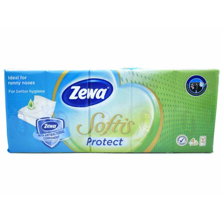 Zewa Softis Protect Αντιβακτηριδιακά 10 πακέτα τσέπης χαρτομάντιλα 