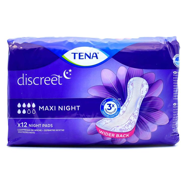 Tena Discreet Maxi Night 12 σερβιέτες ακράτειας