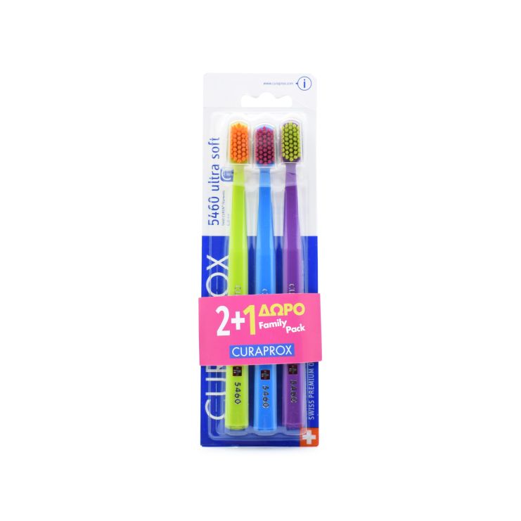 Curaprox CS 5460 Ultra Soft Family Pack 2+1 toothbrush Green - Blue - Purple 