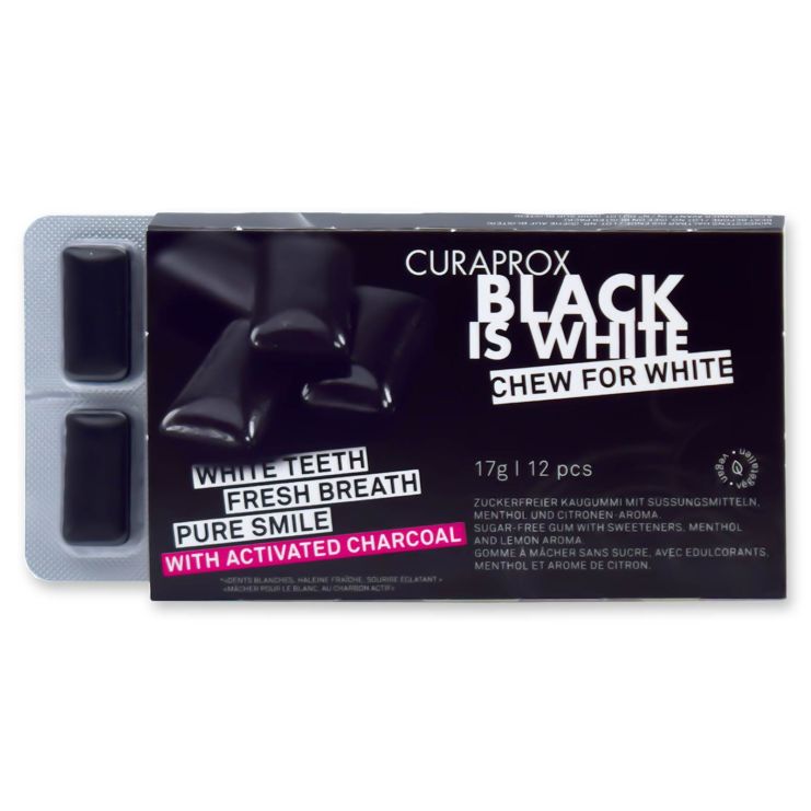 Curaprox Black is White Τσίχλες με Ενεργό Άνθρακα 12τμχ