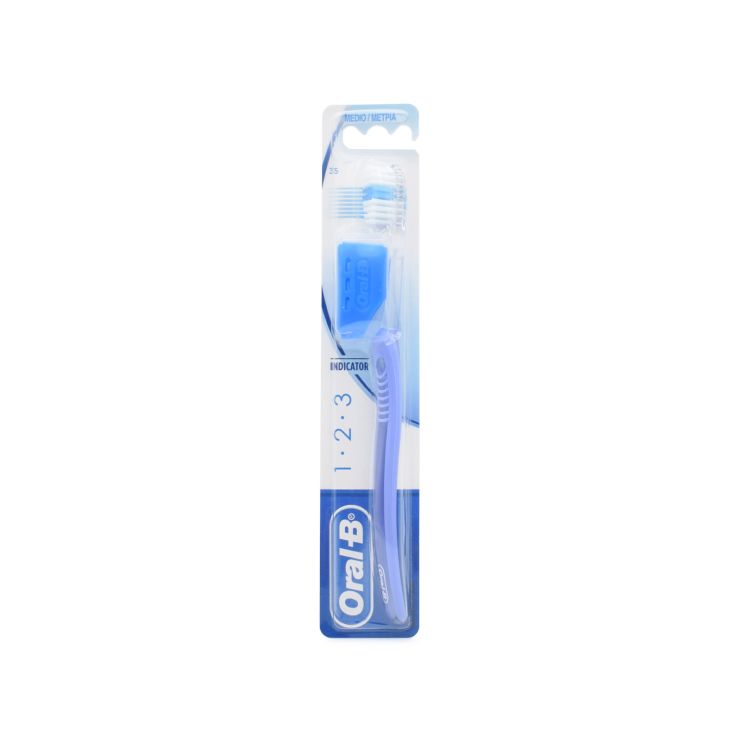 Oral-B Οδοντόβουρτσα 1-2-3 Indicator 35 Medium Μωβ 8001841032504