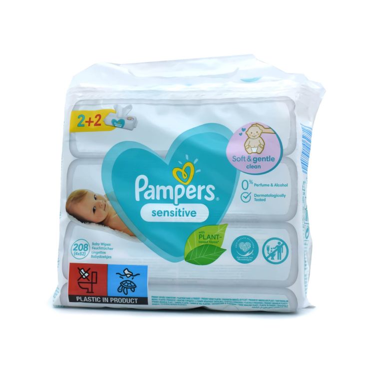 Pampers Sensitive Μωρομάντηλα Soft & Gentle Clean 4 x 52 τμχ