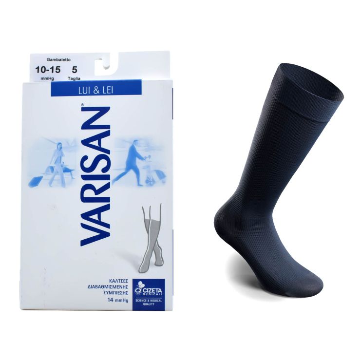 Varisan Lui & Lei 14 mmHg No5 (45-47) Κάλτσες Διαβαθμισμένης Συμπίεσης Μπλέ 1 ζεύγος