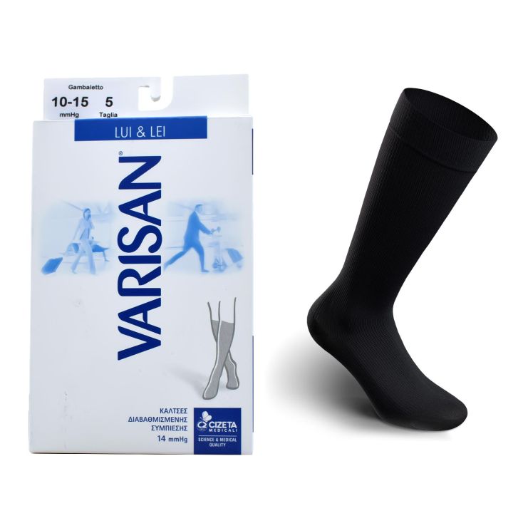 Varisan Lui & Lei 14 mmHg No5 (45-47) Κάλτσες Διαβαθμισμένης Συμπίεσης Μαύρο 1 ζεύγος