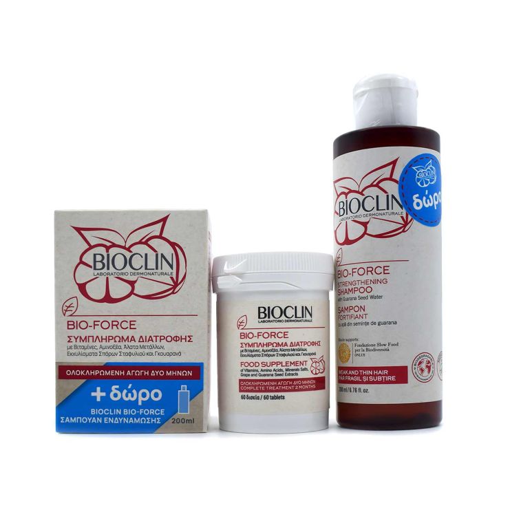 Bioclin Bio-Force 60 ταμπλέτες & Bio-Force Strengthening Shampoo 200ml