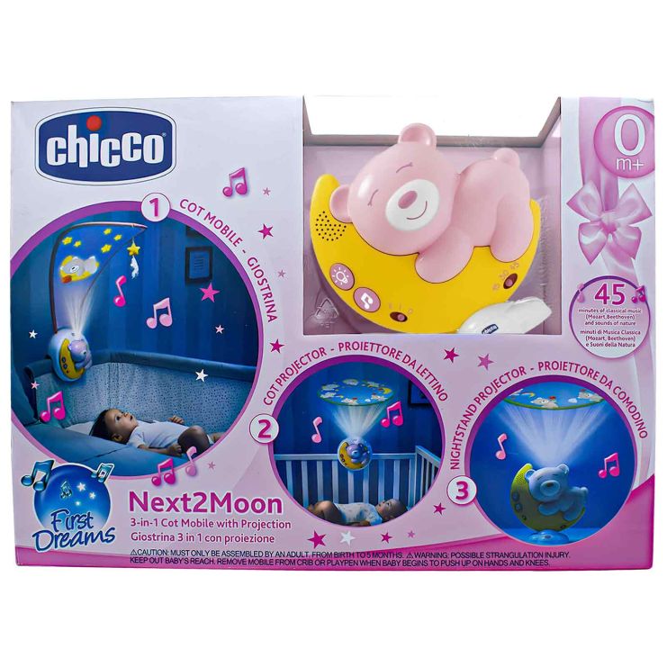 Chicco Next2Moon 3in1 Παιχνίδι Κούνιας Κοντά στο Φεγγάρι Ροζ