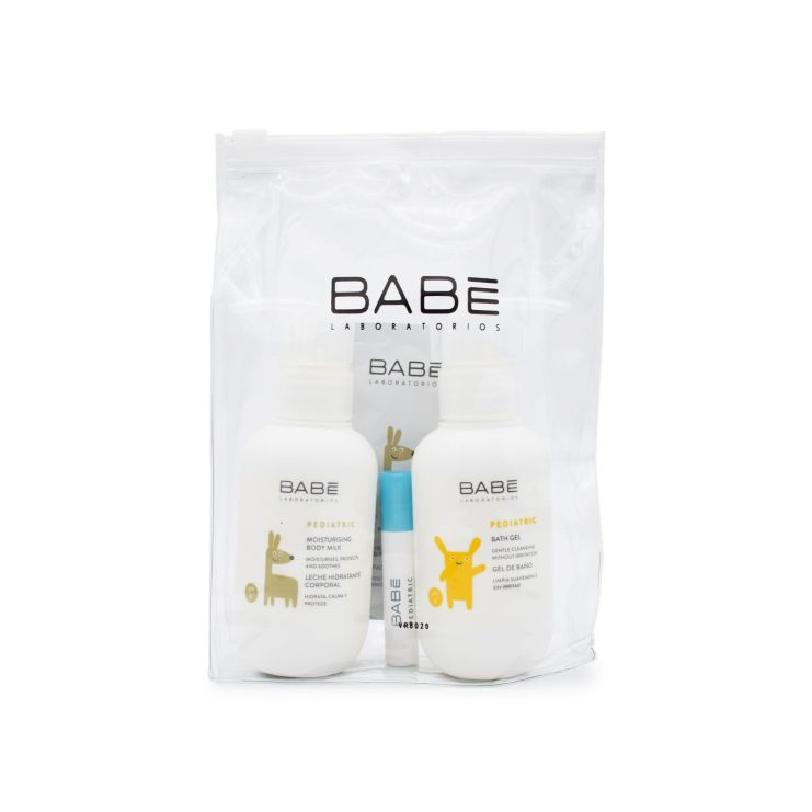  Babe Pediatric Travel Kit Moisturising Body Milk 100ml & Bath Gel 100ml & Nappy Rash Cream 30ml & Eau de Cologne 2ml