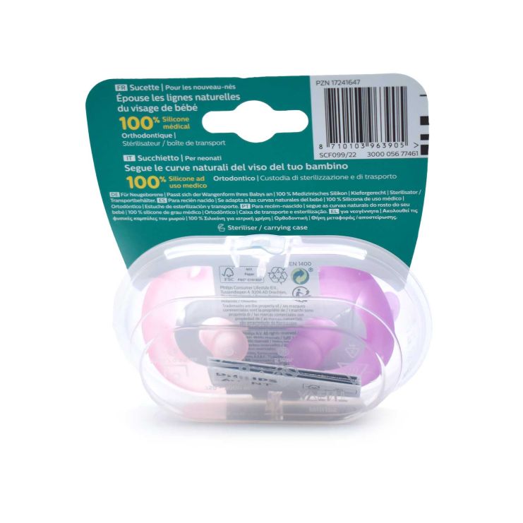 Philips Avent Soothie Orthodontic Silicone Pacifiers 0-6m SCF099/22 Purple Pink 2 pcs