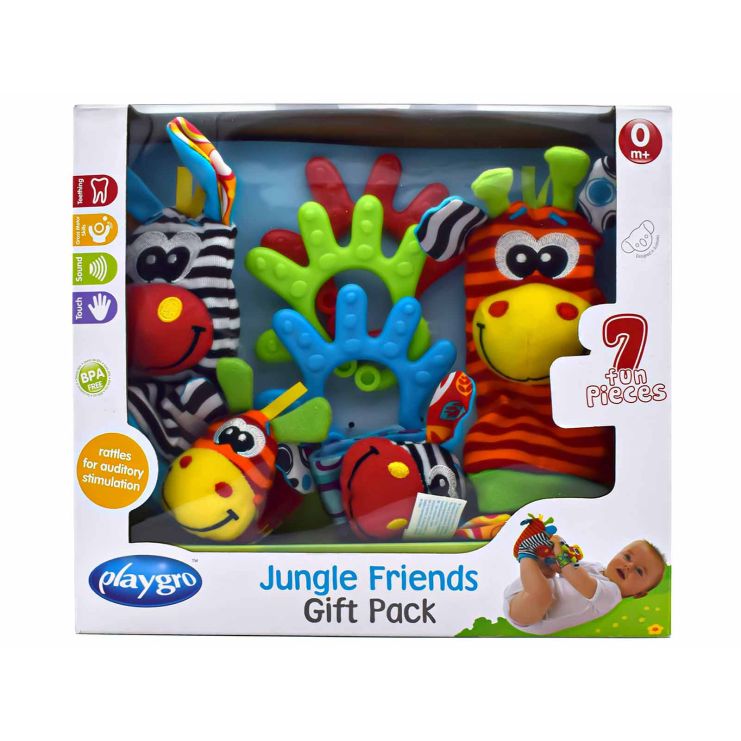 Playgro Jungle Friends Σετ Δώρου με Κουδουνίστρες & Μασητικά από τη γέννηση 