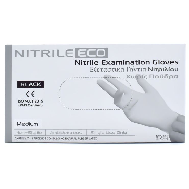 Alfacare Nitrile Eco Examination Gloves M Black 100 pcs
